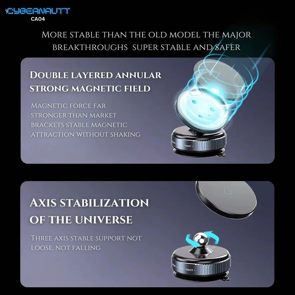 AutoClamp™ 360° Magnetic Car Phone Holder | Strong Grip & Rotation Mount