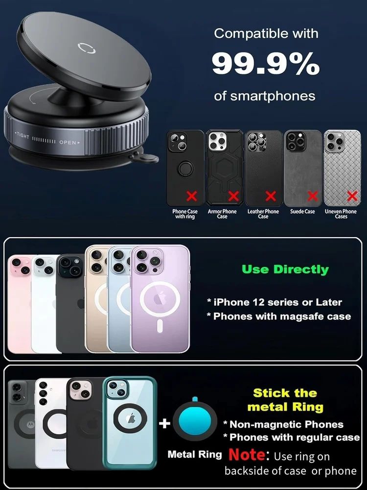 AutoClamp™ 360° Magnetic Car Phone Holder | Strong Grip & Rotation Mount