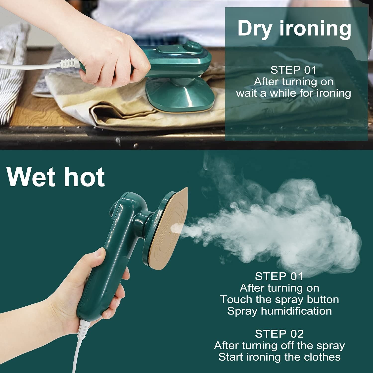 SwiftSteam | Portable Handheld Steam Iron | Dry & Wet Dual Mode, Fast Wrinkle Removal